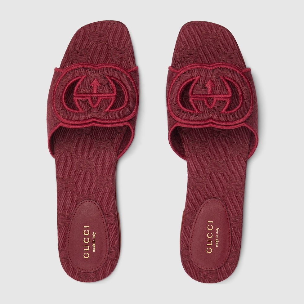 Women's Interlocking G slide sandal in Rosso Ancora red GG