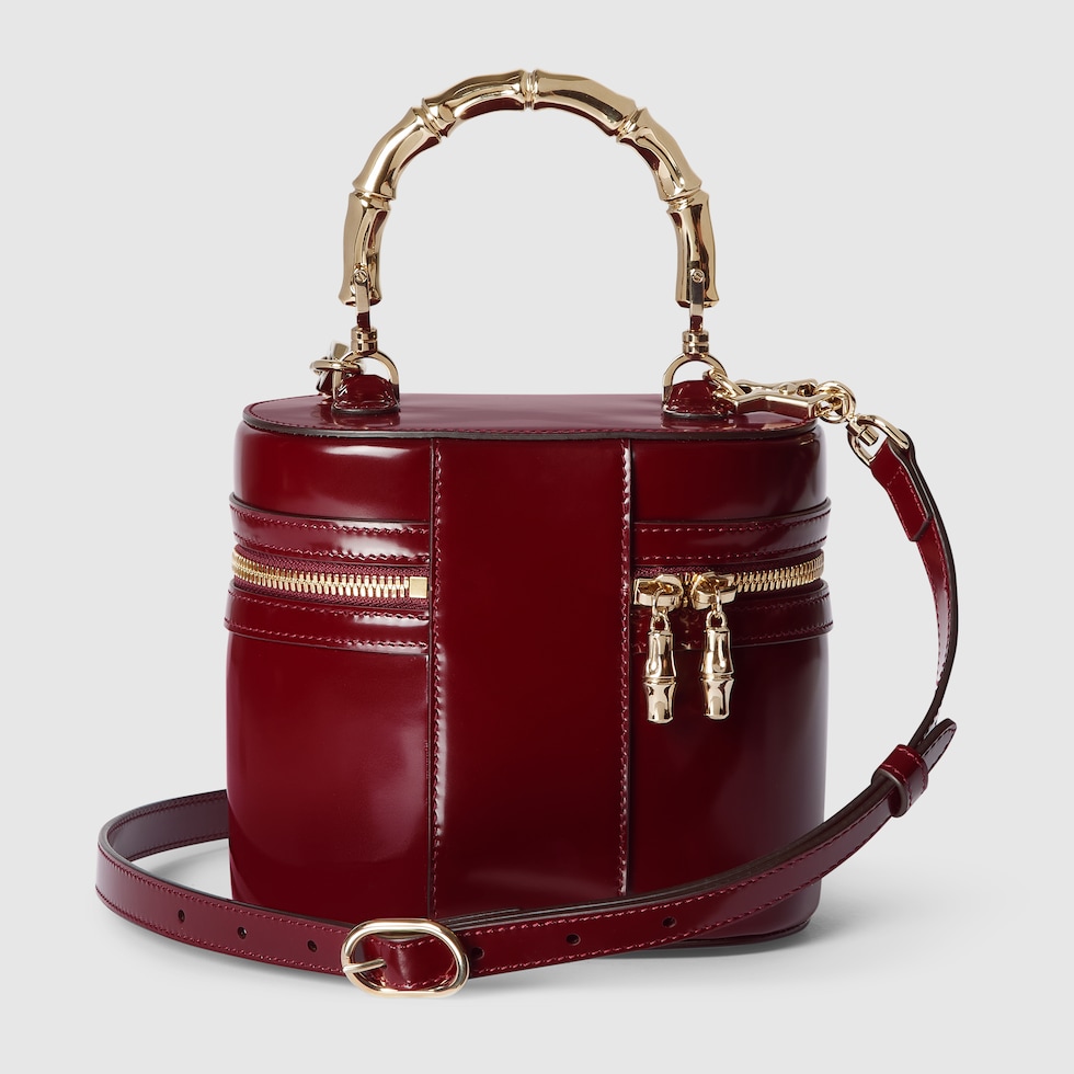 Mini vanity bag with bamboo handle in Rosso Ancora red Mini vanity bag with bamboo handle in Rosso Ancora red