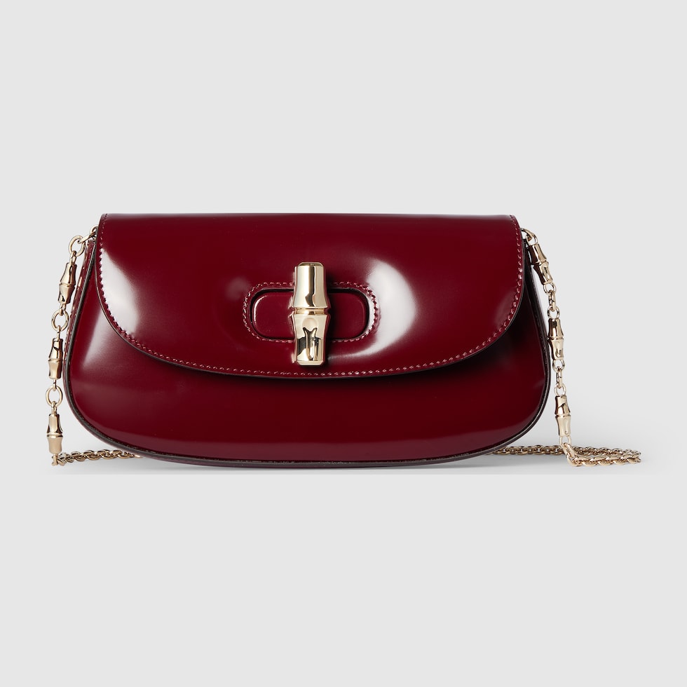 Gucci Bamboo Night small bag in Rosso Ancora red leather