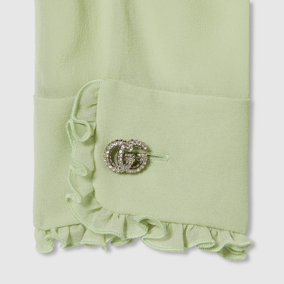 Silk georgette top in pale mint green | GUCCI® US