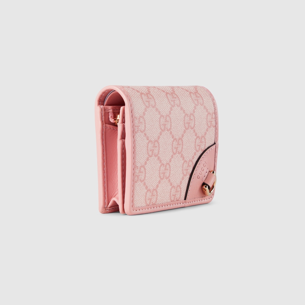 GG Emblem small wallet in light pink coated fabric | GUCCI® US