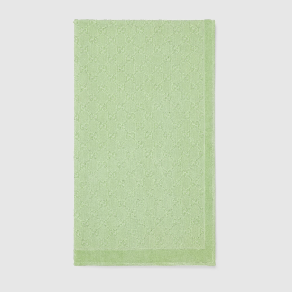 GG terrycloth jacquard beach towel in light green | GUCCI® US