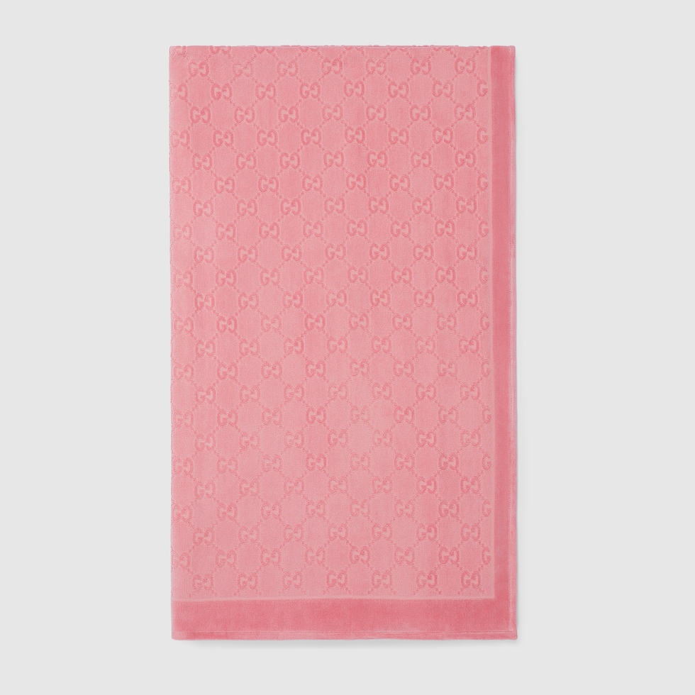 GG terrycloth jacquard beach towel in pink | GUCCI® US