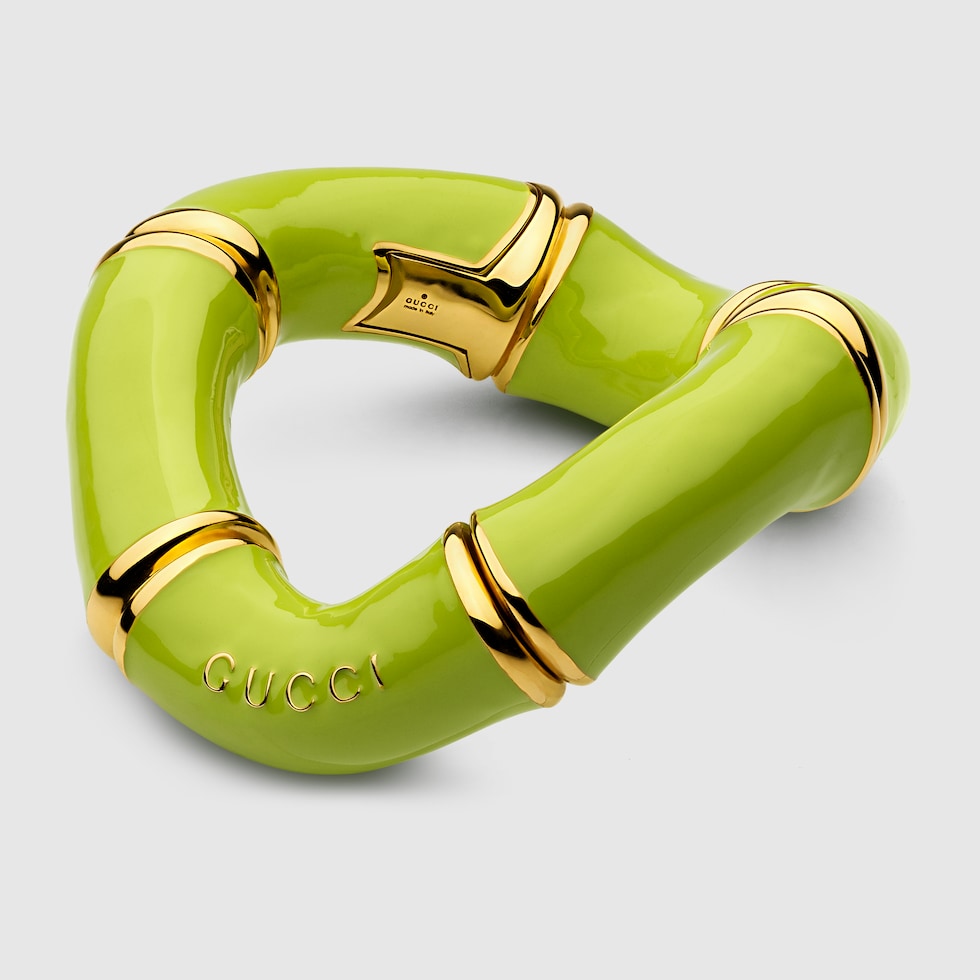 Gucci Bamboo cuff bracelet in black enamel | GUCCI® US