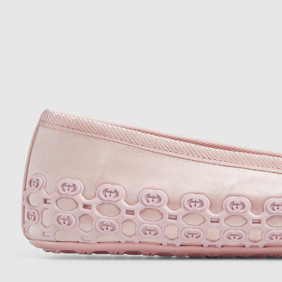 Gucci cub3d ballet flat in pink silk satin | GUCCI® US