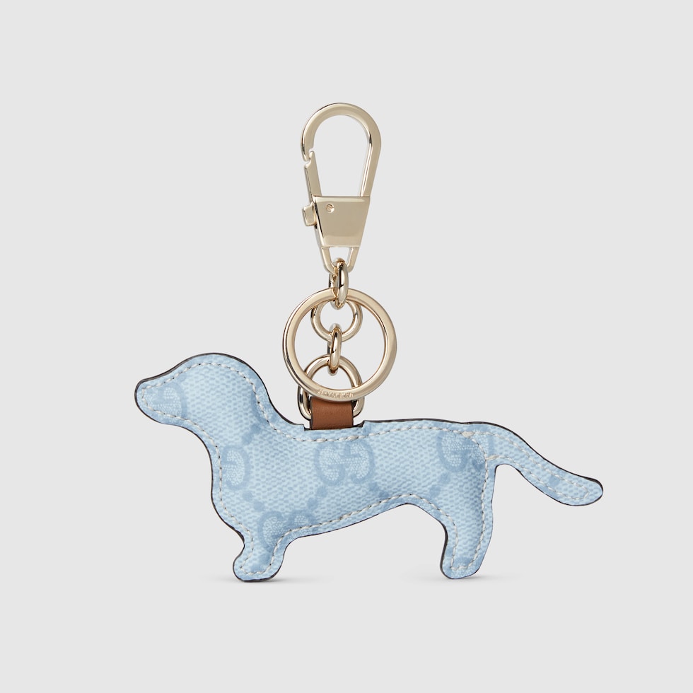 Dog-shaped bag charm in light blue GG Supreme | GUCCI® CA