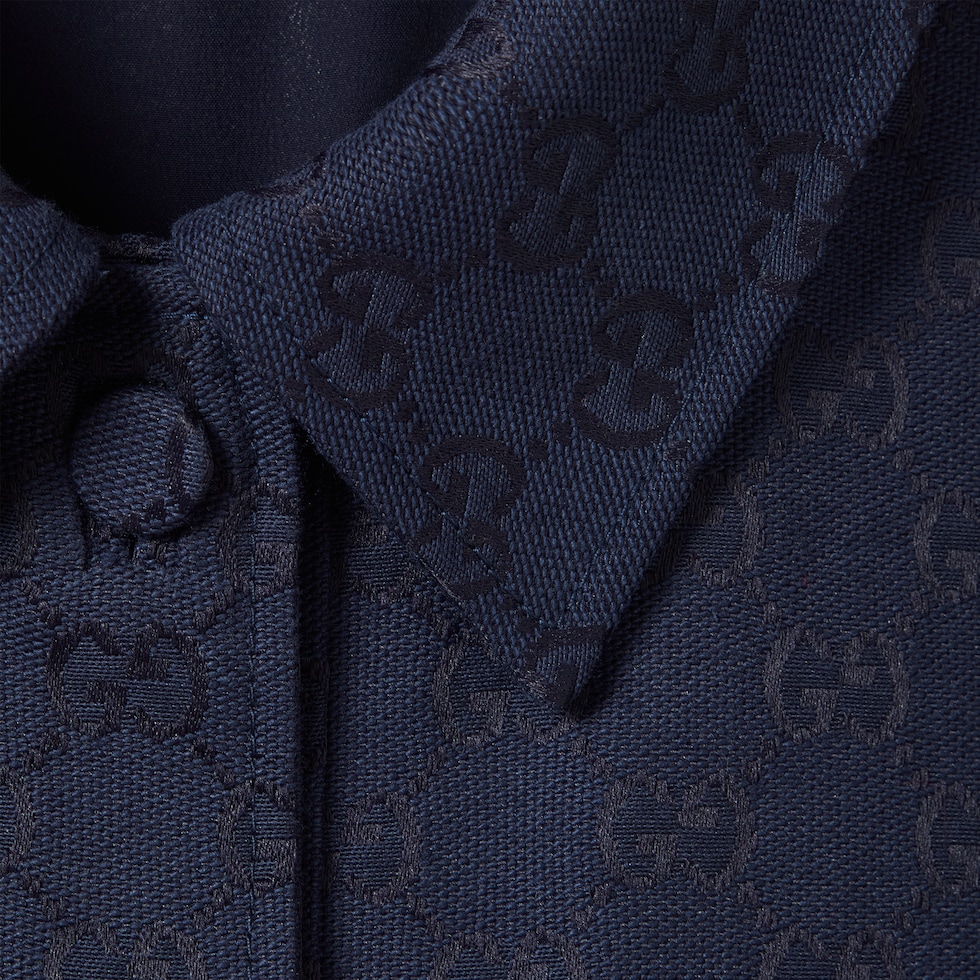 ★GUCCI★ホルスビット GG キャンバス ジャンプスーツ ホースビット GGキャンバス ジャンプスーツダークブルー | GUCCI公式