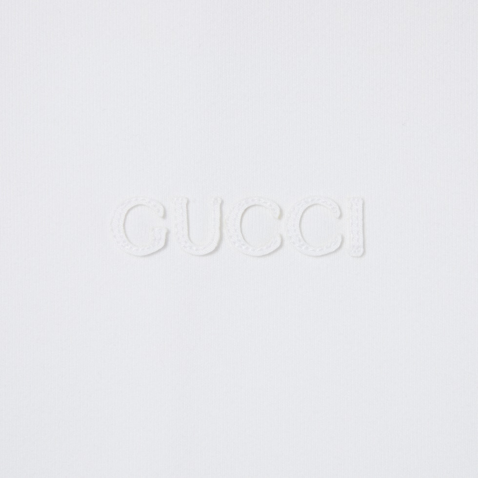 Cotton jersey sweatshirt with Web in white | GUCCI® US Cotton jersey sweatshirt with Web in white | GUCCI® US
