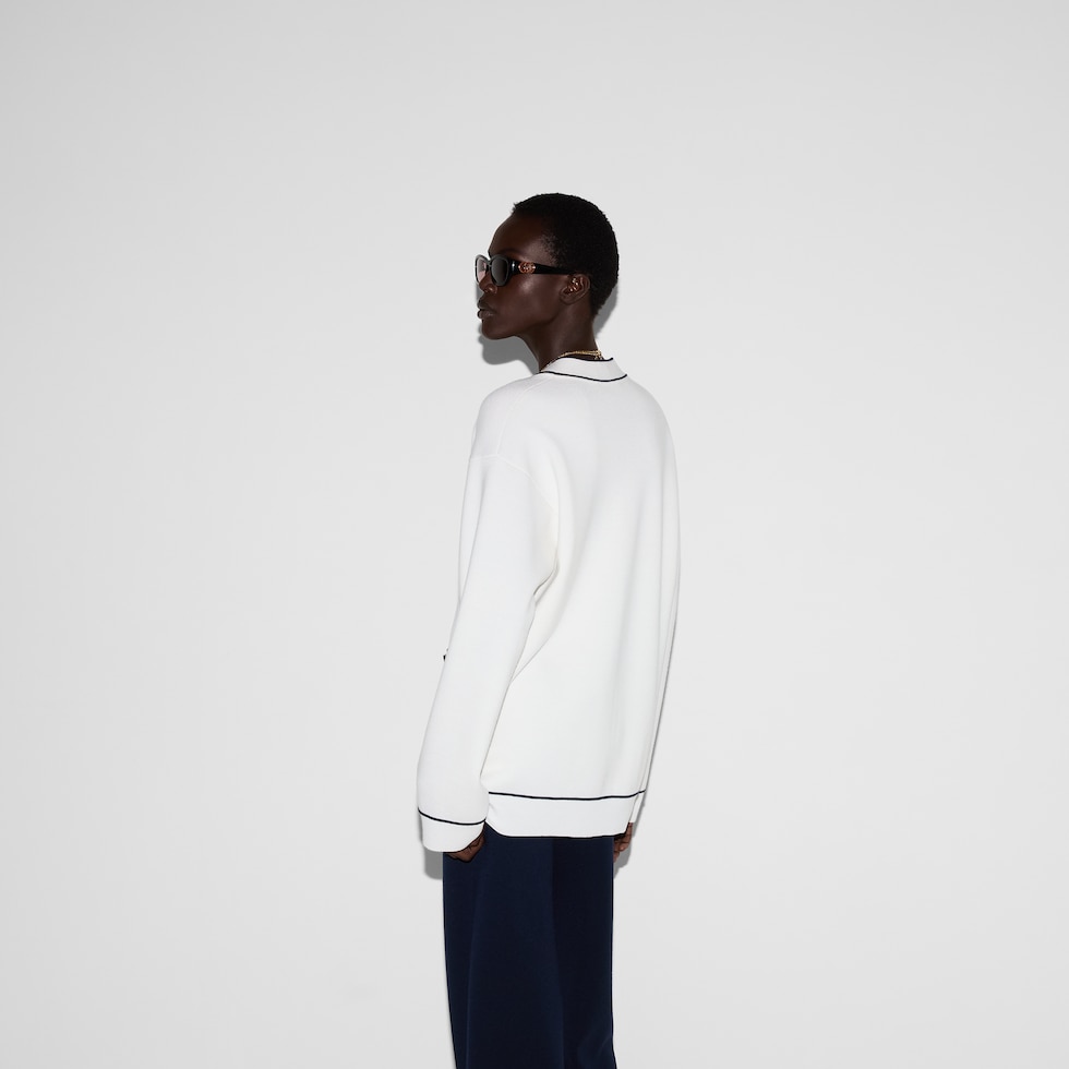 Fine wool cardigan in white | GUCCI® US