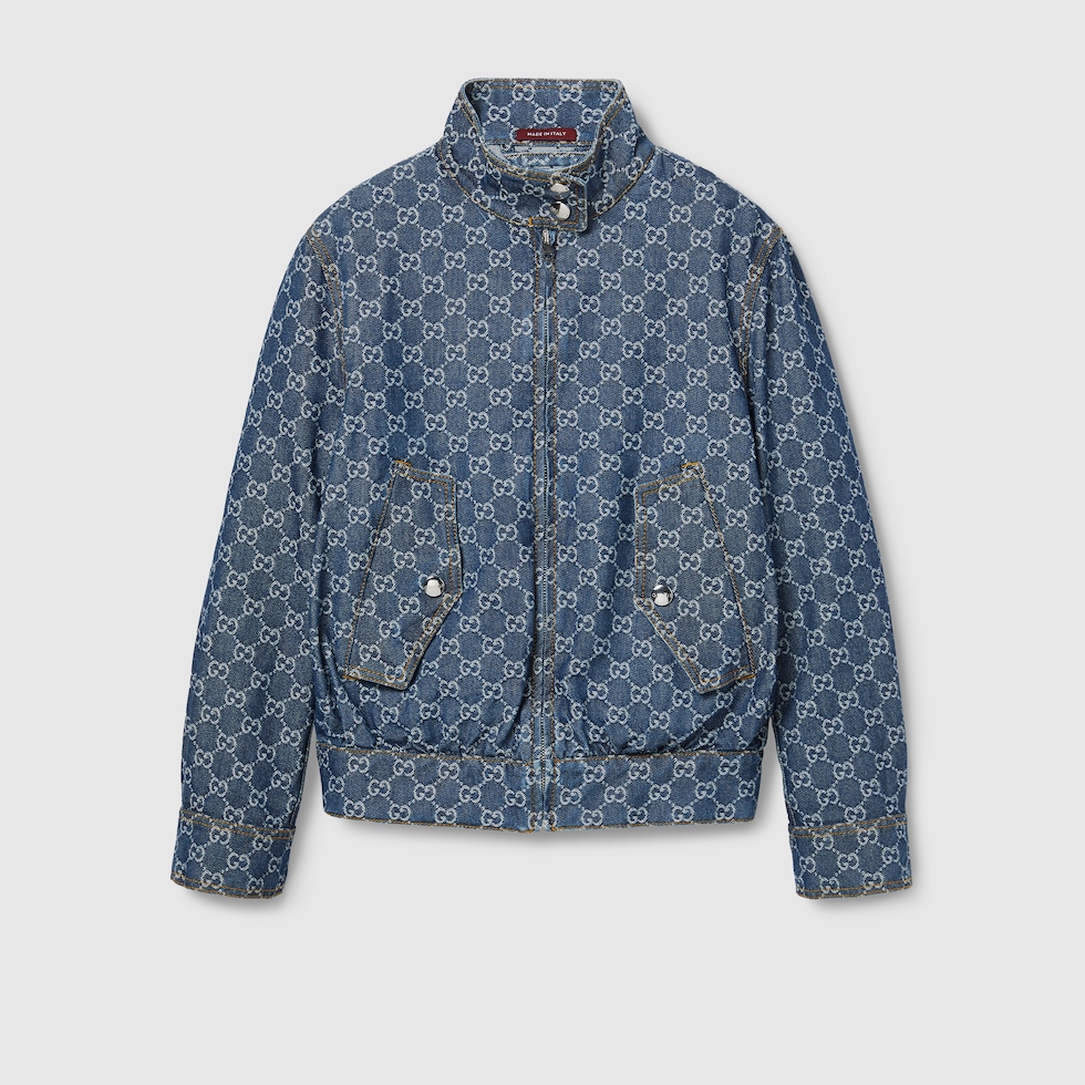 GG denim jacquard jacket in blue | GUCCI® US