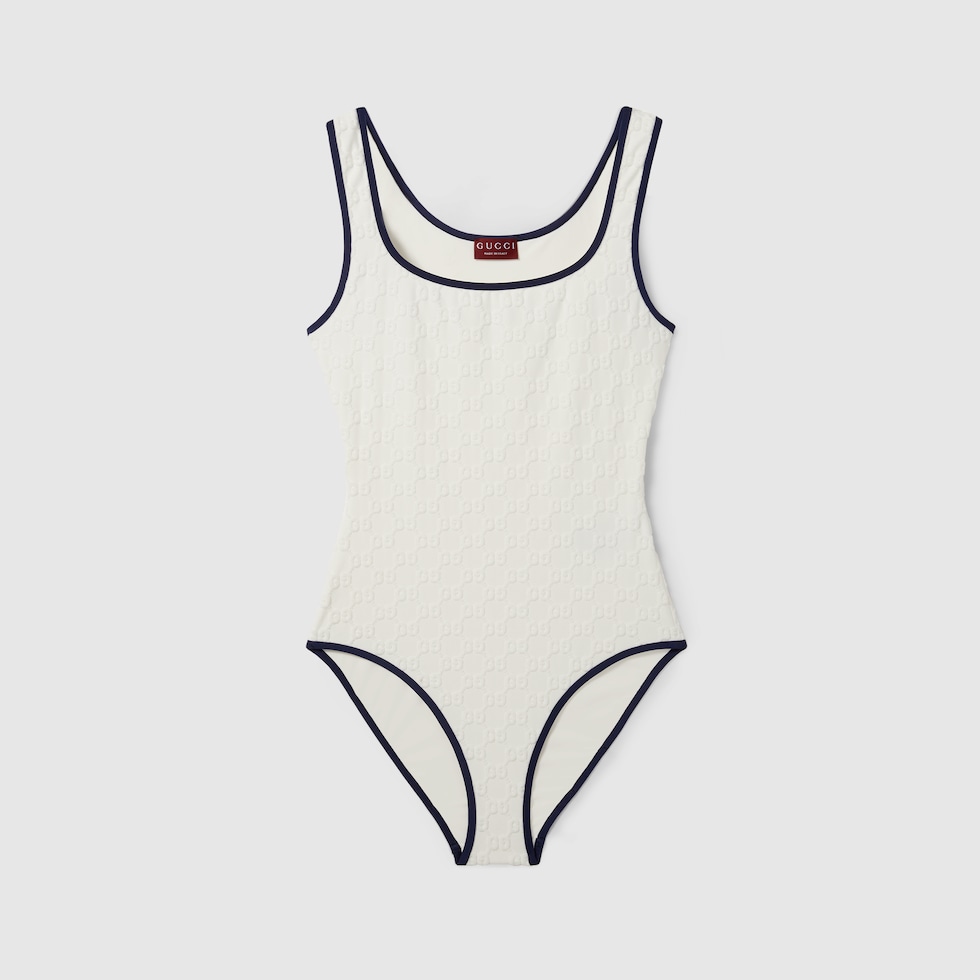 日本未入荷【GUCCI】GG テリークロス スイムスーツ、ホワイト GG terrycloth swimsuit in white | GUCCI® US