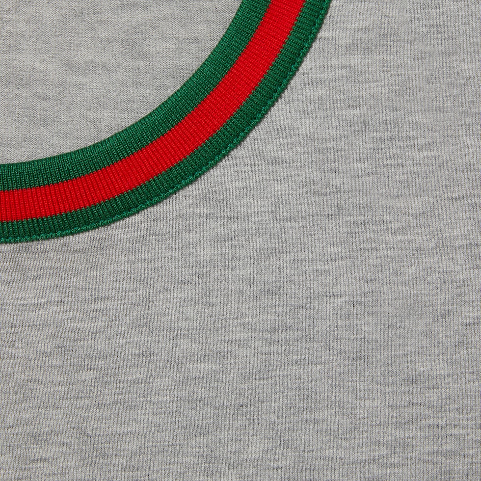Jersey T-shirt with Web in grey | GUCCI® US Jersey T-shirt with Web in grey | GUCCI® US