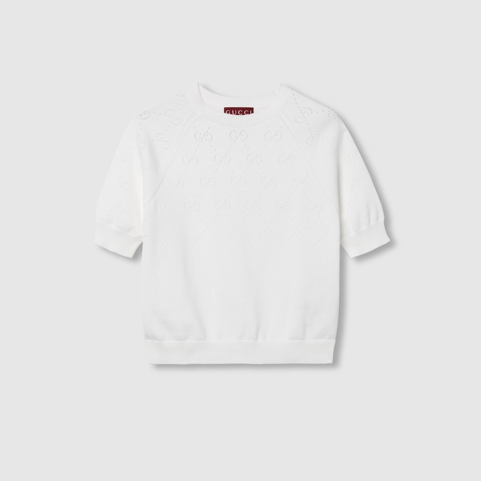 GUCCI ホワイト ロゴ トレーナー GG cotton crewneck top in white | GUCCI® US