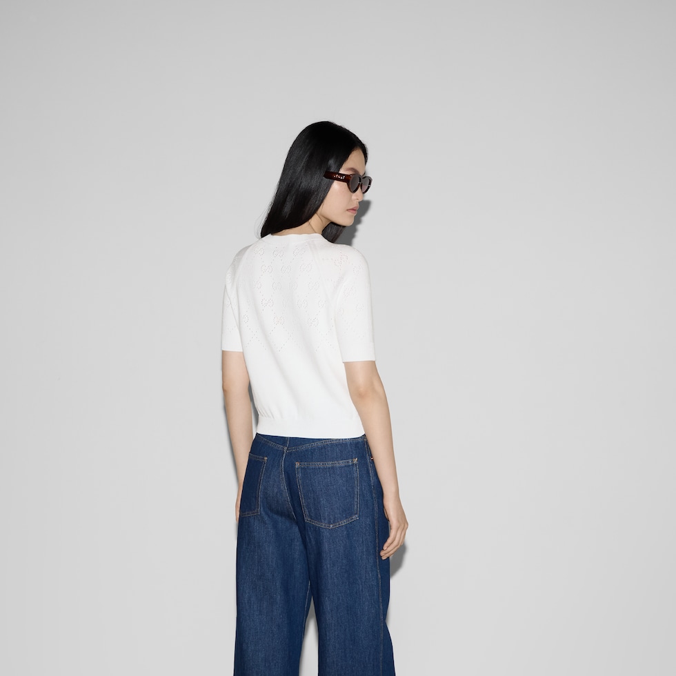 GUCCI ♡ ビスチェ　GG柄 GG denim jacquard top in blue | GUCCI® SI