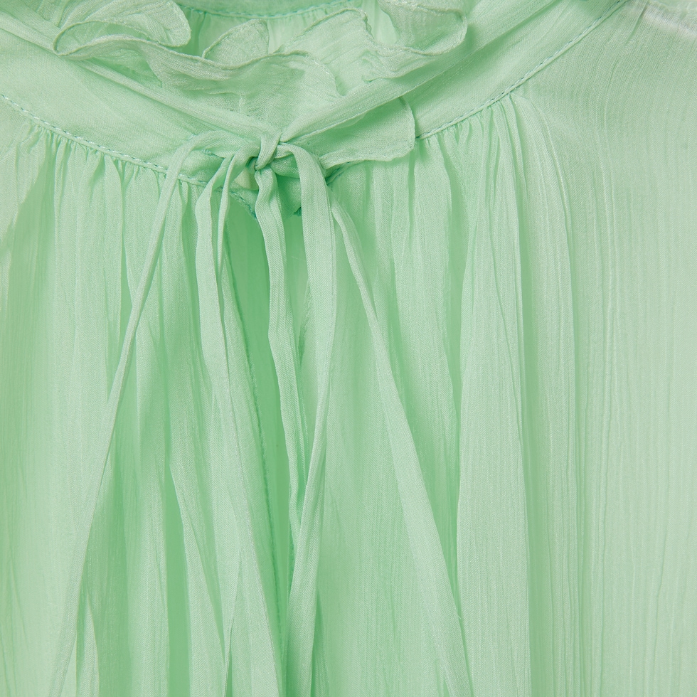 Silk chiffon creponne top in pastel green | GUCCI® US