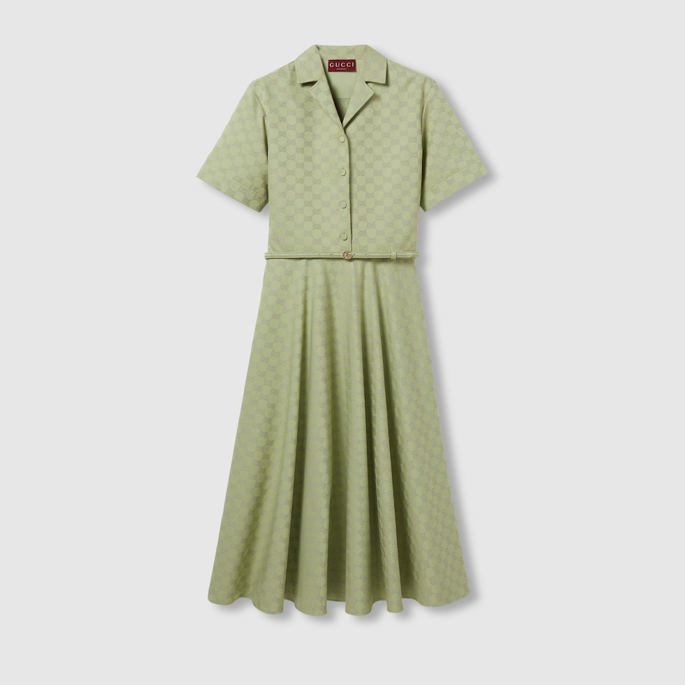 GGコットンギャバジン ミドルレングス ドレス ・グリーン | GUCCI公式
