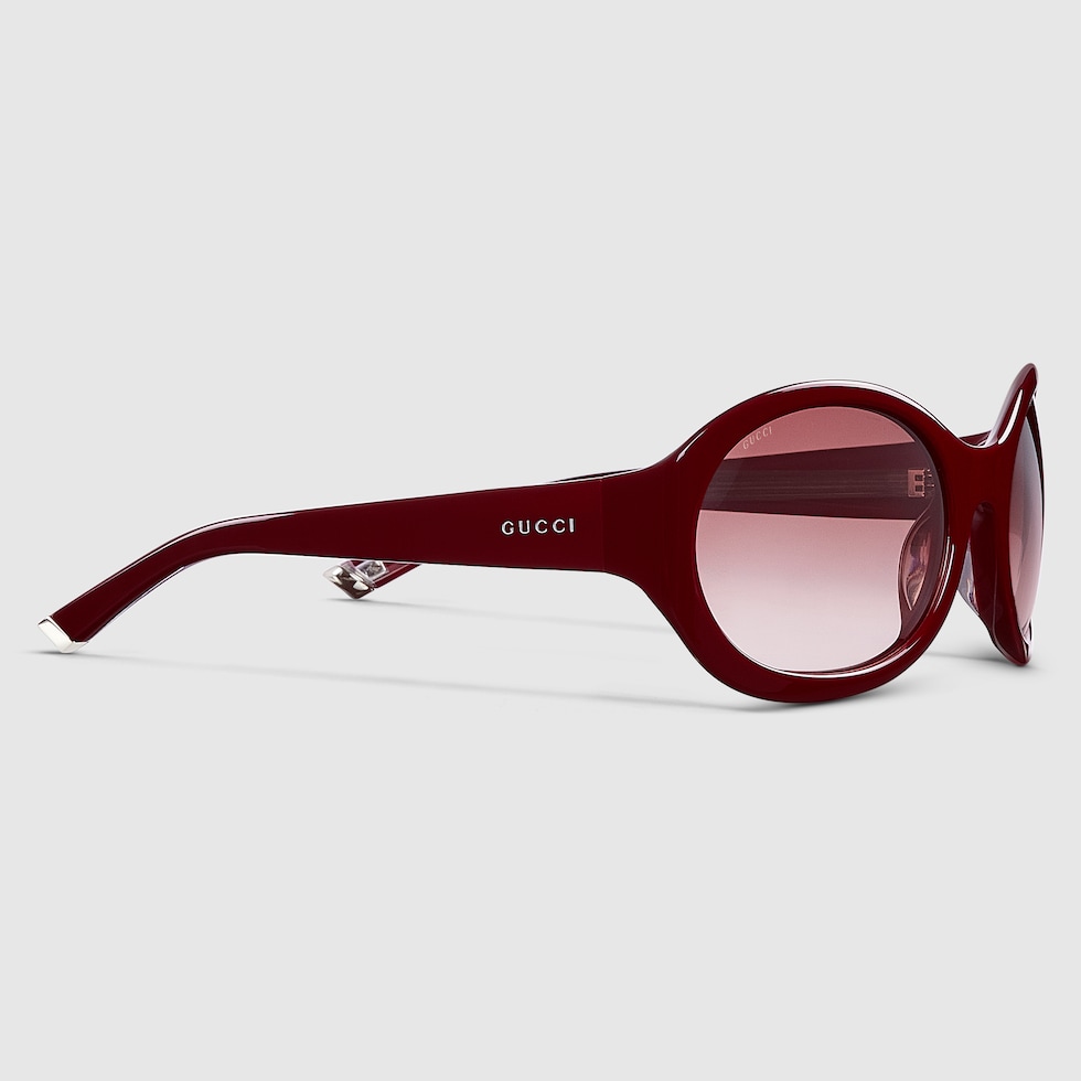 Occhiali da sole rotondi in Rosso Ancora | GUCCI® IT