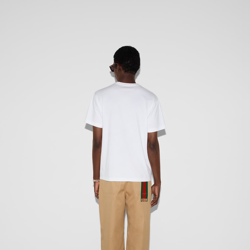 Jersey T-shirt with Web in white | GUCCI® US