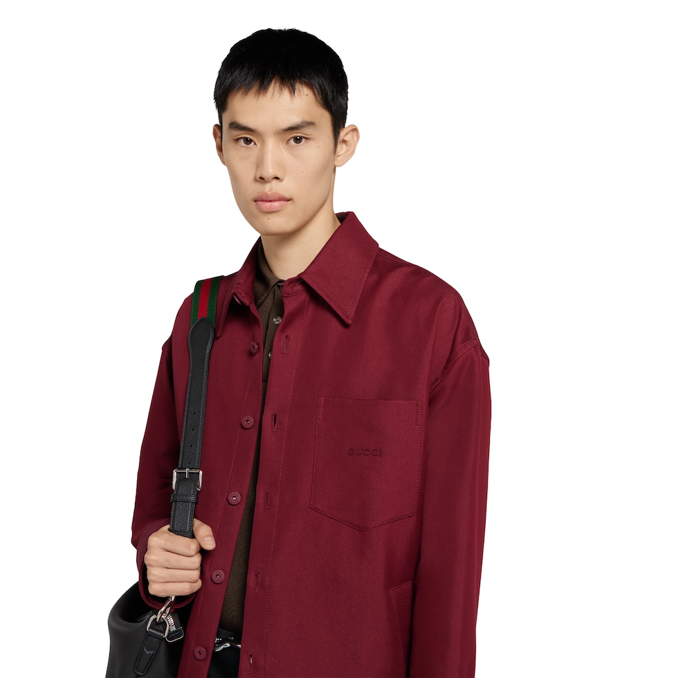 Cotton-blend gabardine oversize shirt in Rosso Ancora red