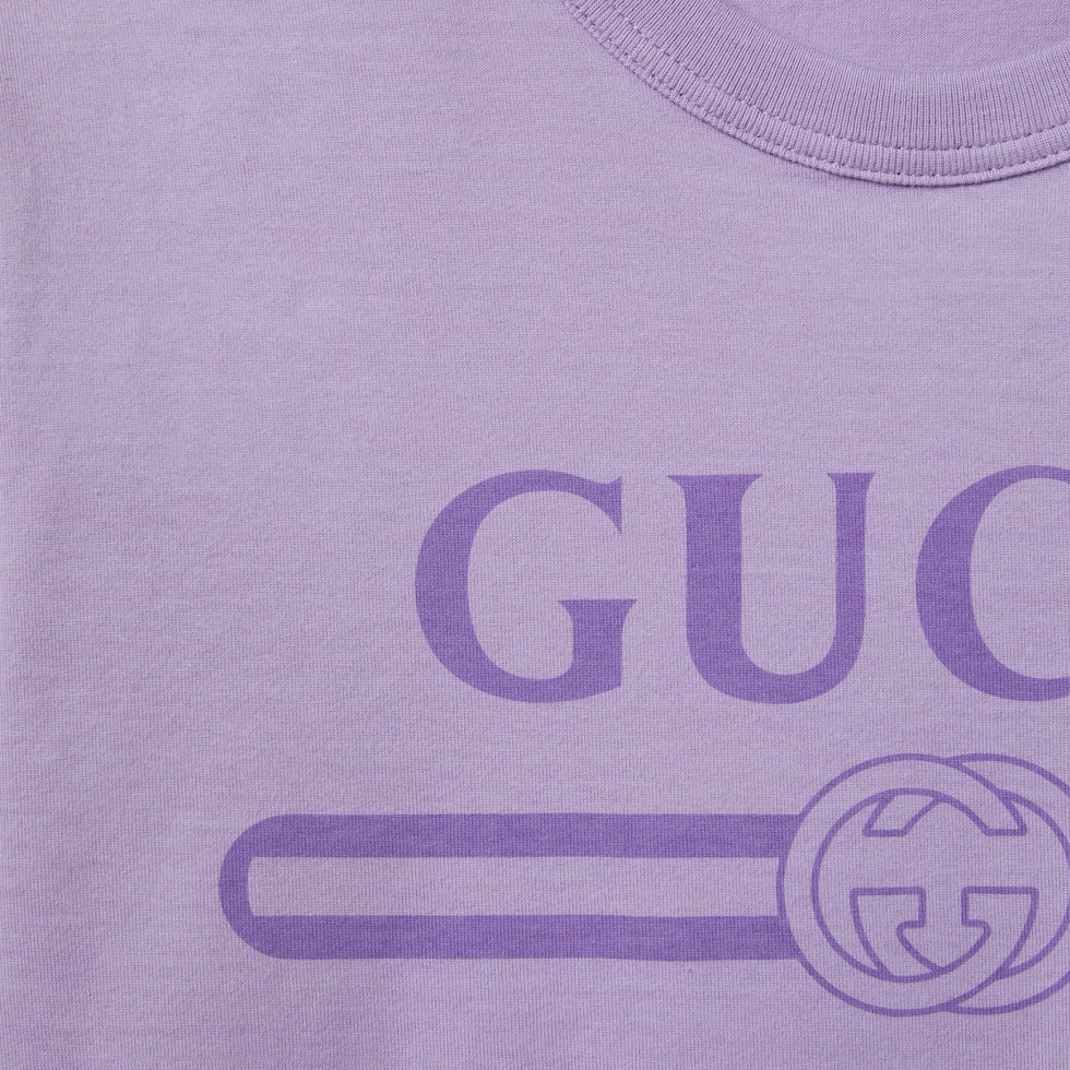 Jersey T-shirt with print in lilac | GUCCI® US