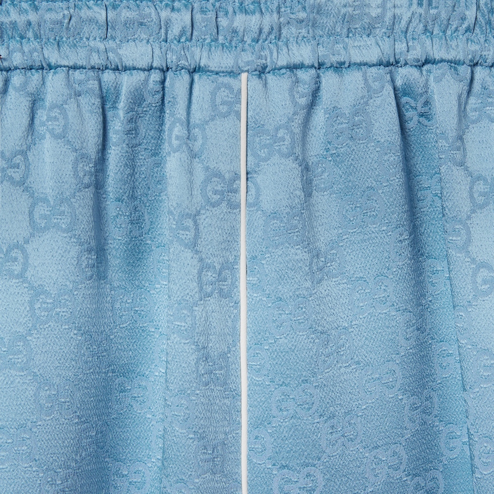 GG satin mini skirt in light blue | GUCCI® CA