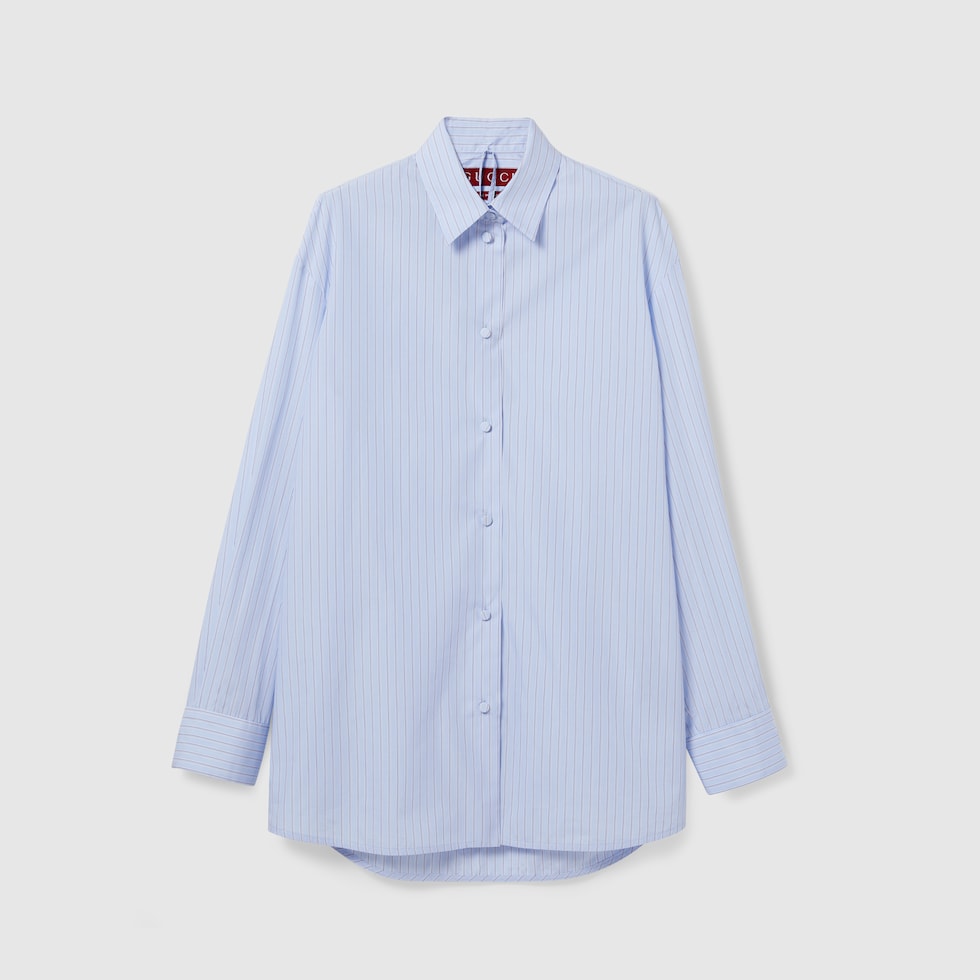 ストライプ コットン シャツ ・ライトブルー | GUCCI公式