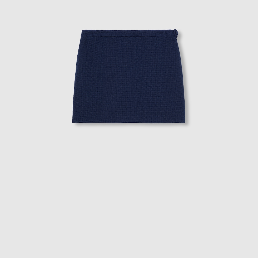 Cotton tweed skirt in dark blue | GUCCI® US