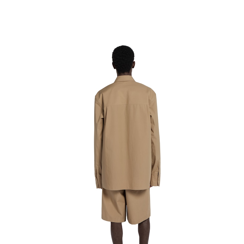 Embossed cotton poplin shirt in beige | GUCCI® US