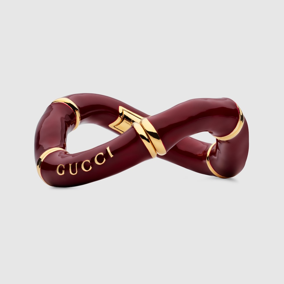 Gucci Bamboo cuff bracelet in Rosso Ancora red enamel
