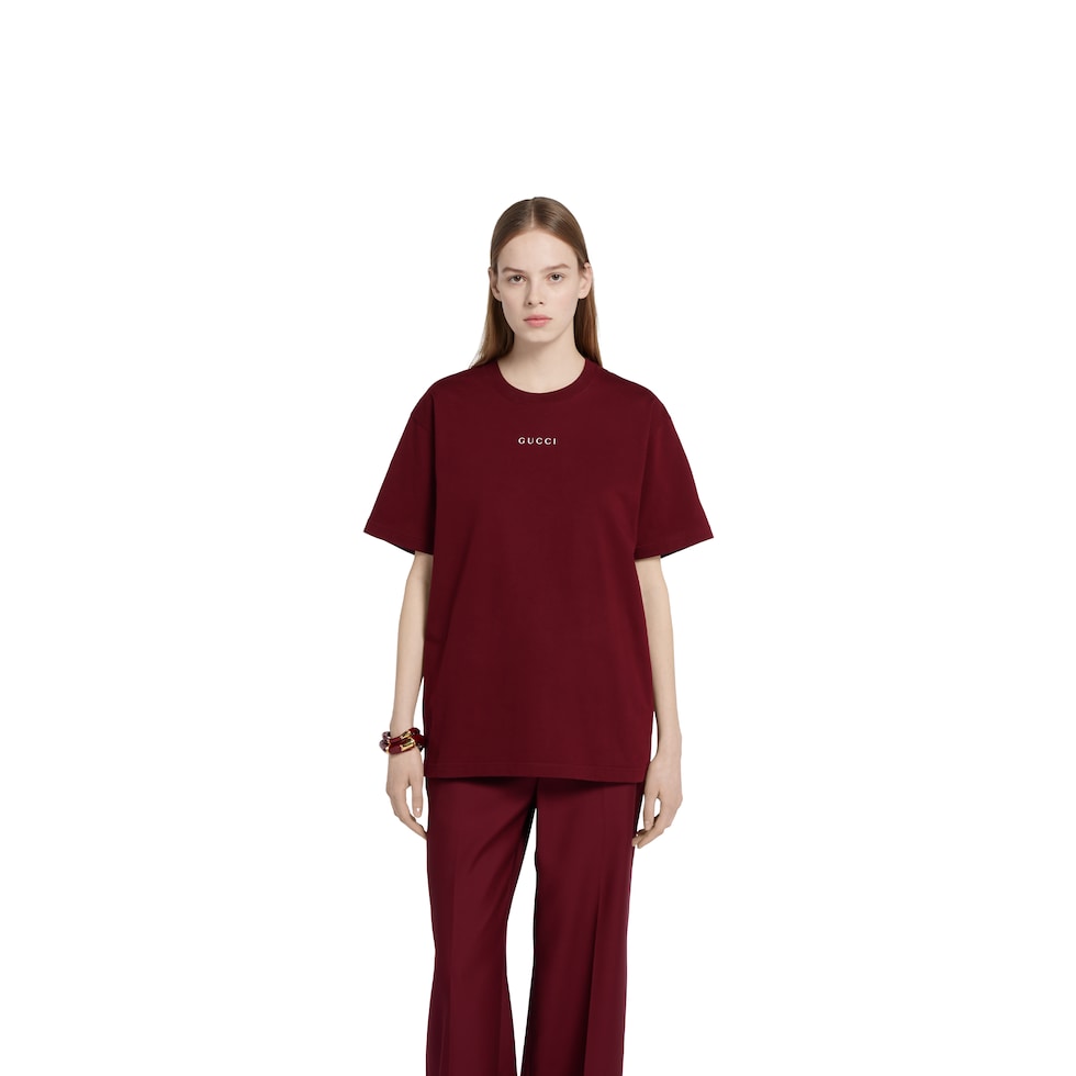 コットンジャージー Tシャツ ・グッチ ロッソ アンコーラ（深い赤