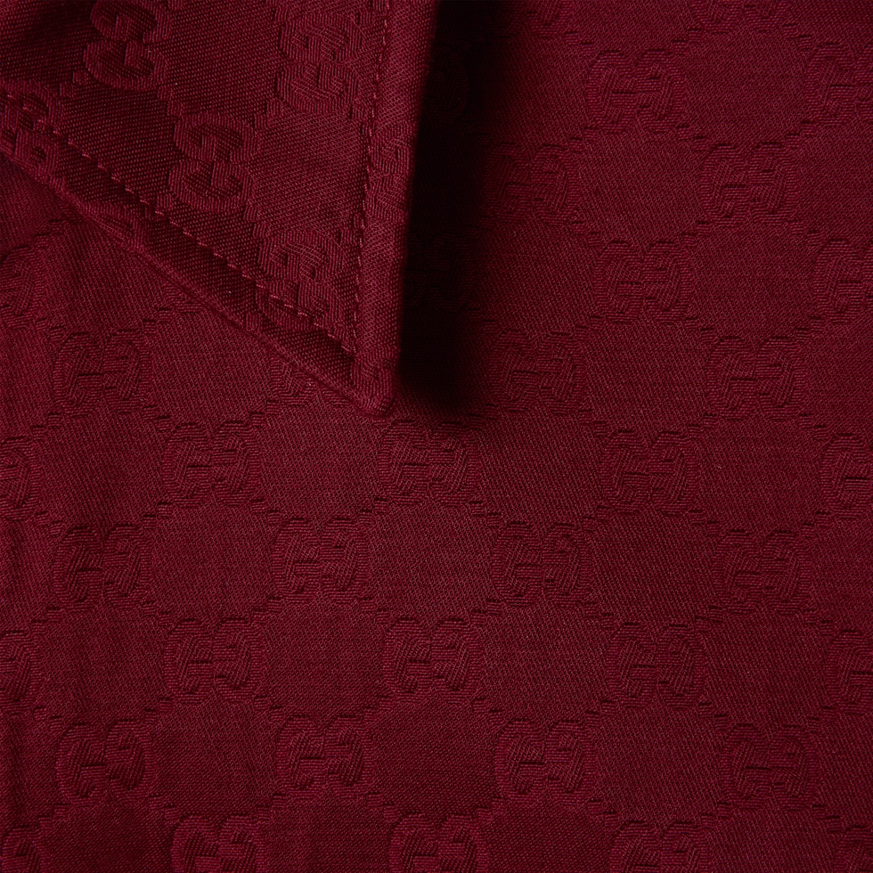 Oversize GG cotton shirt in Gucci Rosso Ancora red | GUCCI® US Oversize GG cotton shirt in Gucci Rosso Ancora red | GUCCI® US