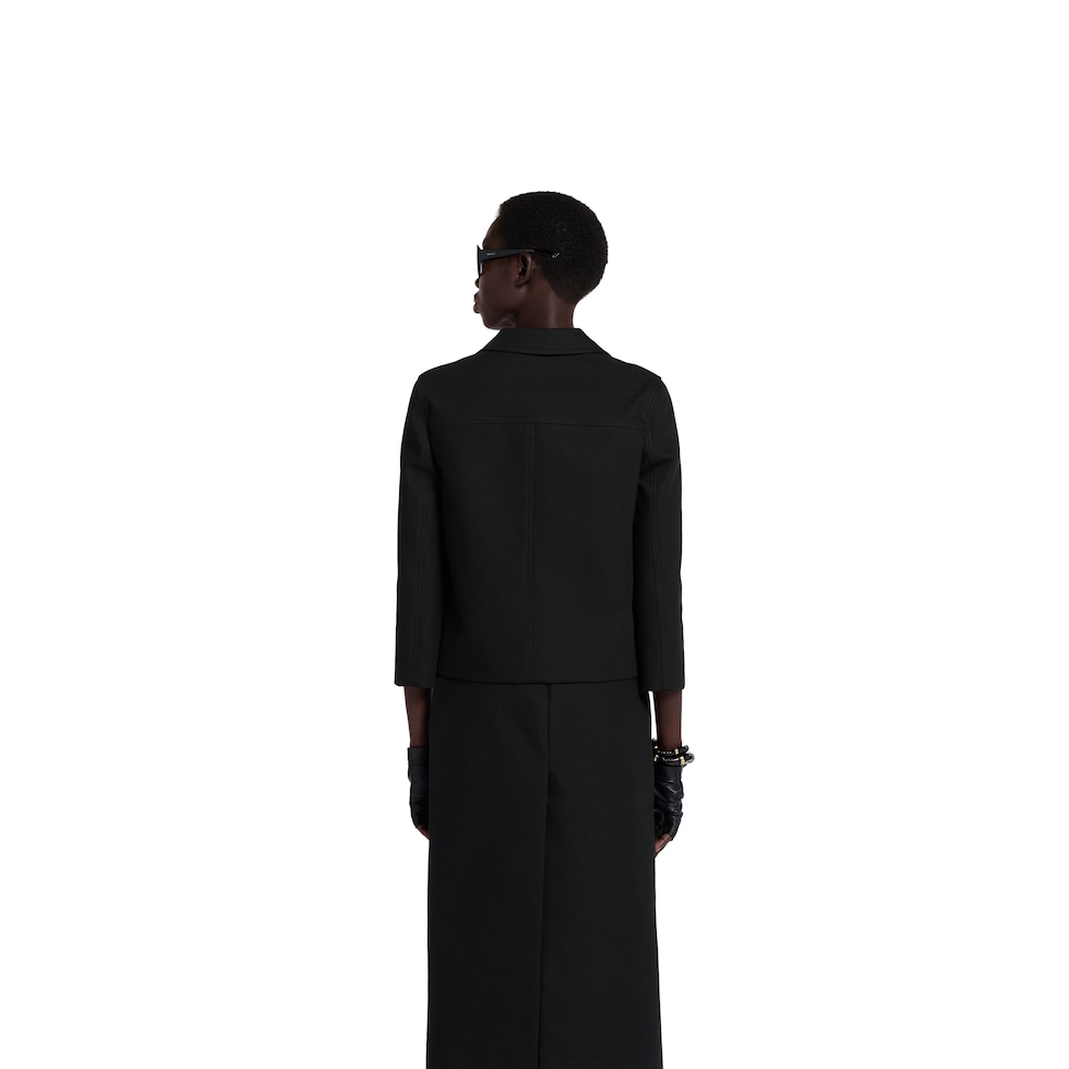 Cotton gabardine 3/4 sleeve jacket in black | GUCCI® US