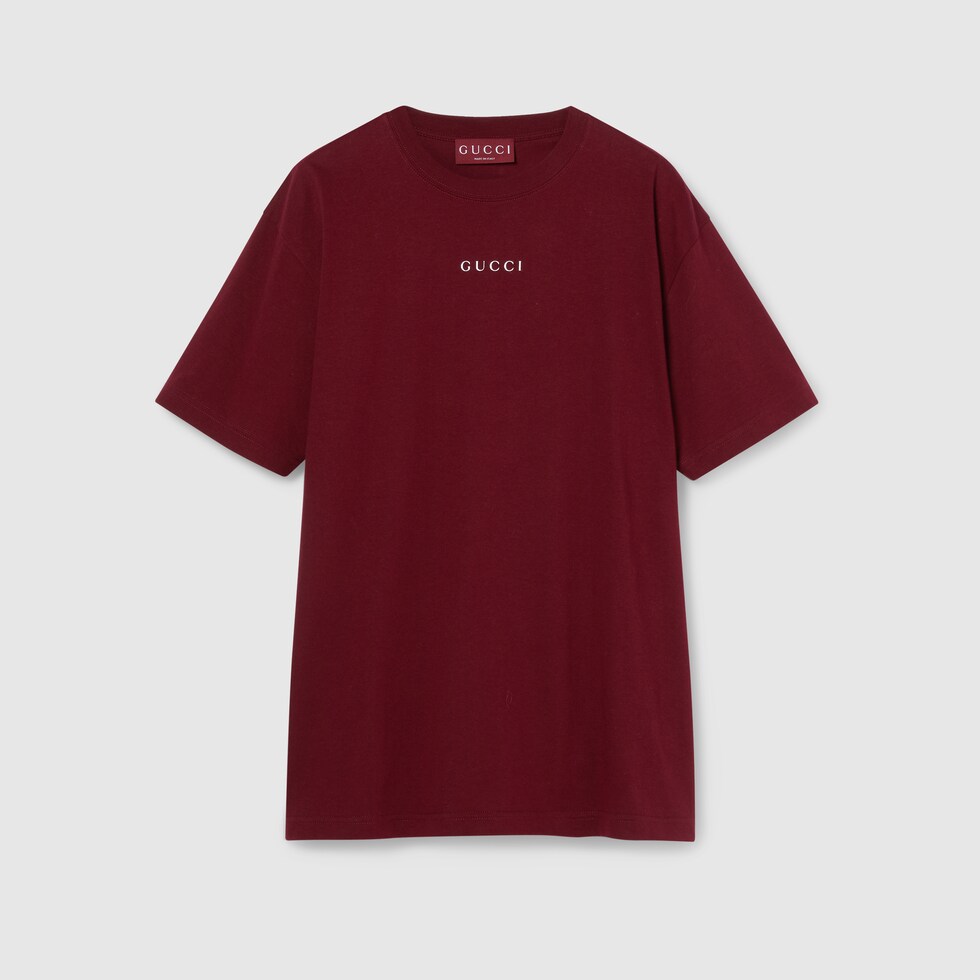 コットンジャージー Tシャツ ・グッチ ロッソ アンコーラ（深い赤