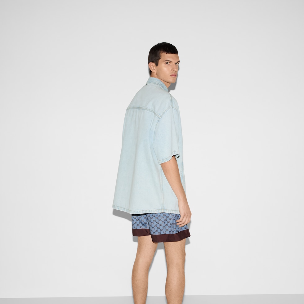 シャツ No.0633 W gradation denim SHIRT western-denim-shirt-faded-blue