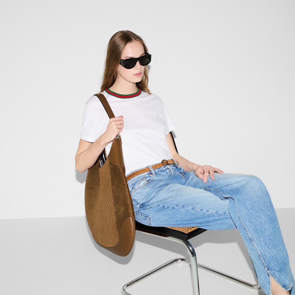 GUCCI ウェブ ストライプ ジャージー Tシャツ ウェブ ストライプ付き コットンジャージー Tシャツホワイト