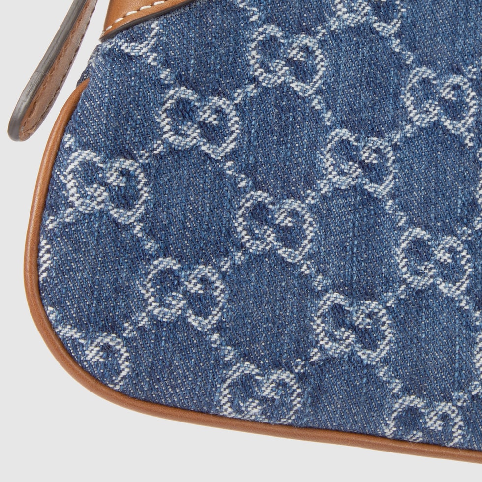 GGエンブレム〕スモール ショルダーバッグ ・ブルー＆アイボリー