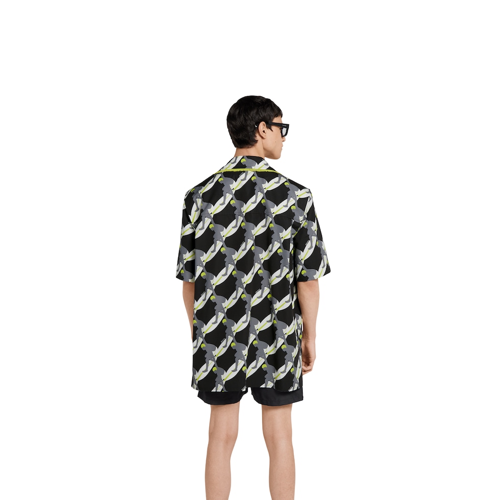 Printed light cotton poplin shirt in black and white | GUCCI® US