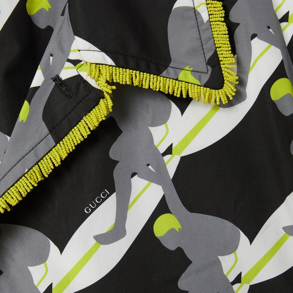 Printed light cotton poplin shirt in black and white | GUCCI® US