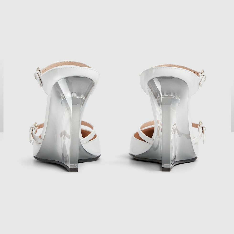 Women's wedge mule in white leather | GUCCI® US Women's wedge mule in white leather | GUCCI® US