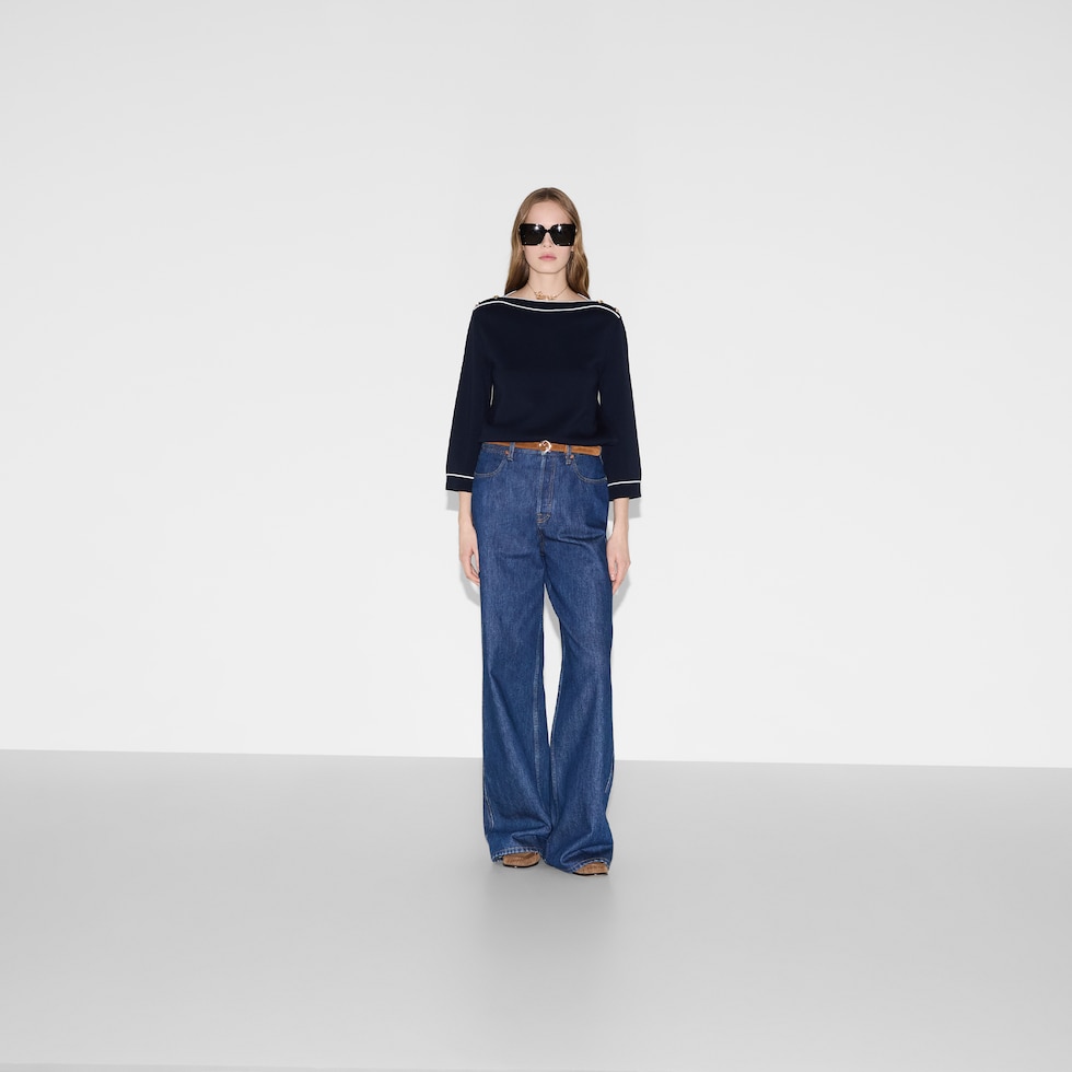 トップス Gucci wool LS knit blue flower butterfly Gucci Sweaters and pullovers for Women | Online Sale up to