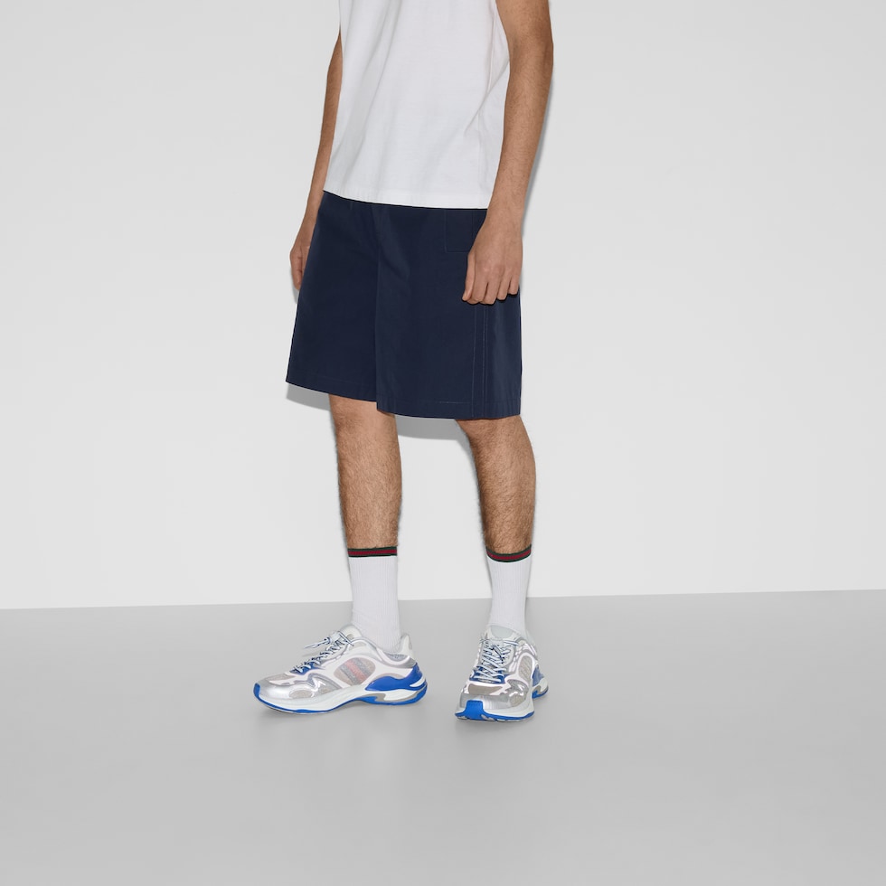 Men's Gucci 2.0 sneaker in grey and blue mesh and leather