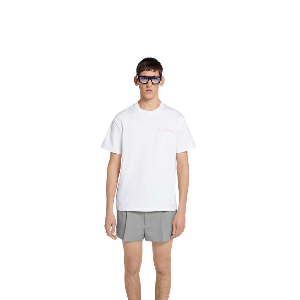 GUCCI プリント コットンジャージー Tシャツ、ホワイト GUCCI プリント コットンジャージー Tシャツホワイト | GUCCI公式