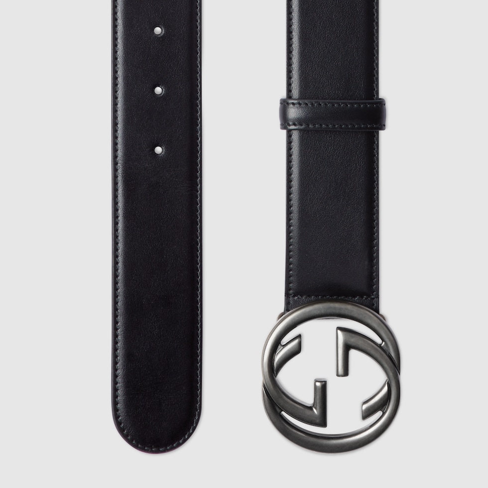 【Dayday ok】GUCCI ベルト インターロッキング インターロッキングG ディテール付き ベルト ・ブラック GGスプリーム