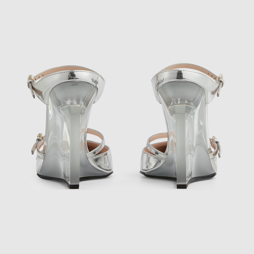 【関税&送料込】Gucci Mules With Transparent Wedge Heel GUCCI Glossed-leather wedge mules | NET-A-PORTER