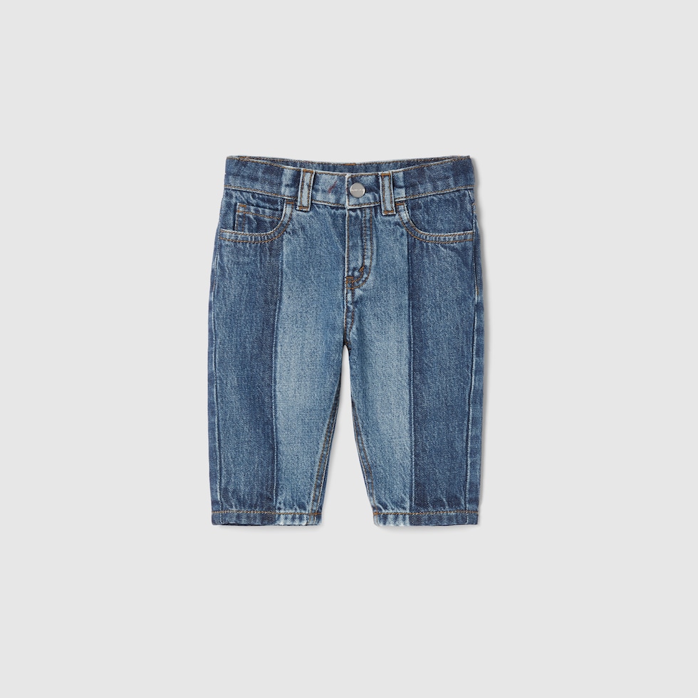 グッチ  ベビー  デニム Baby denim pants in blue and light blue | GUCCI® CA