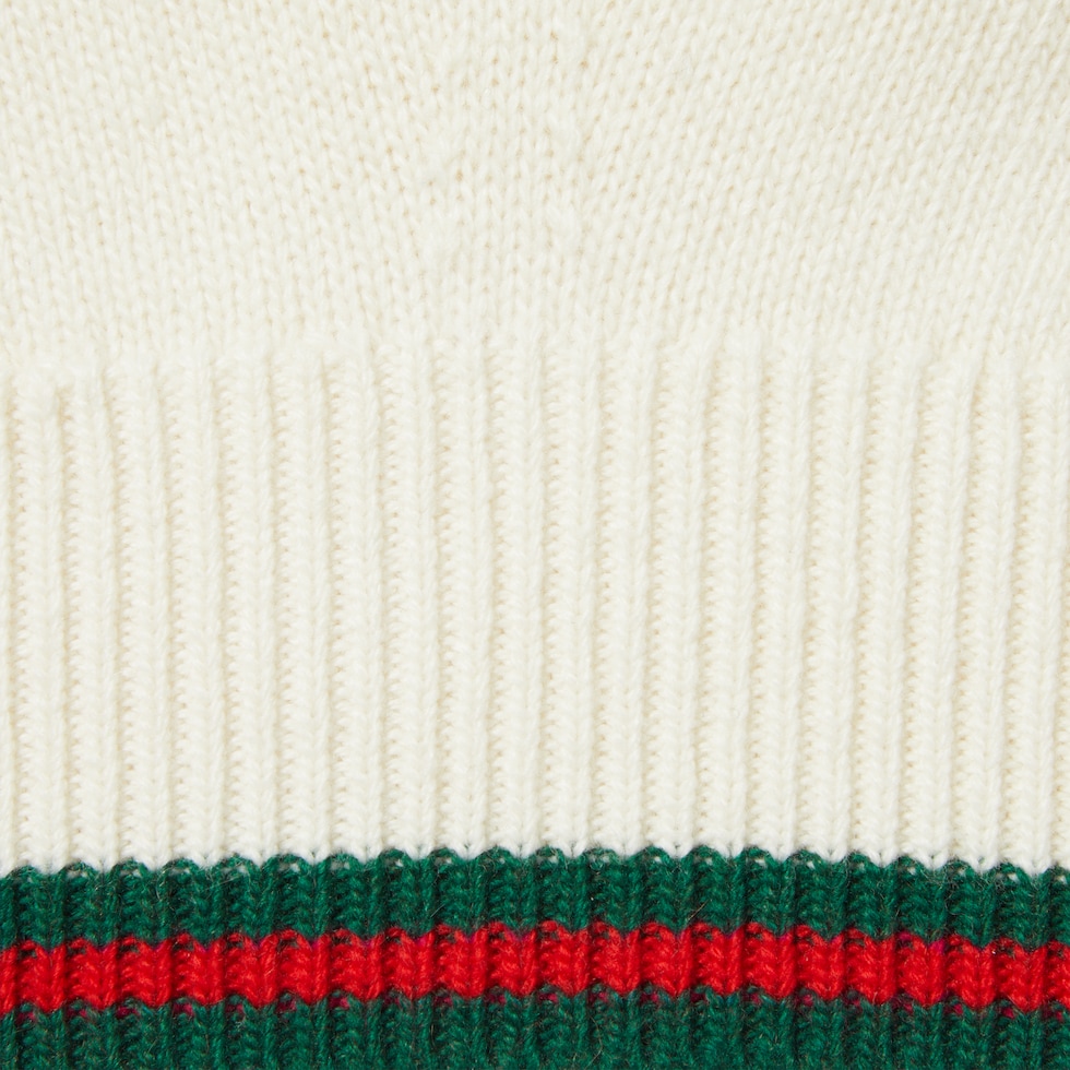 Wool and cashmere sweater with Web in ivory | GUCCI® US