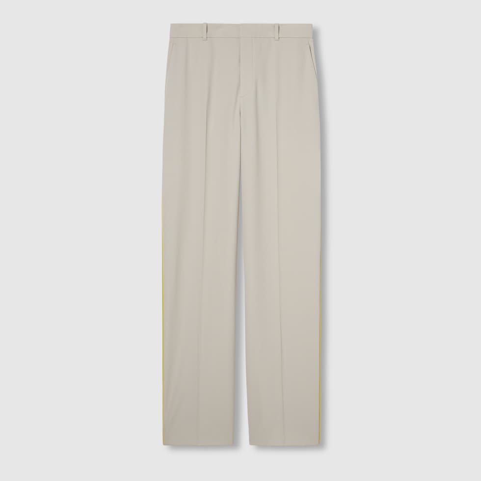 Embossed canvas wool pants in grey | GUCCI® US