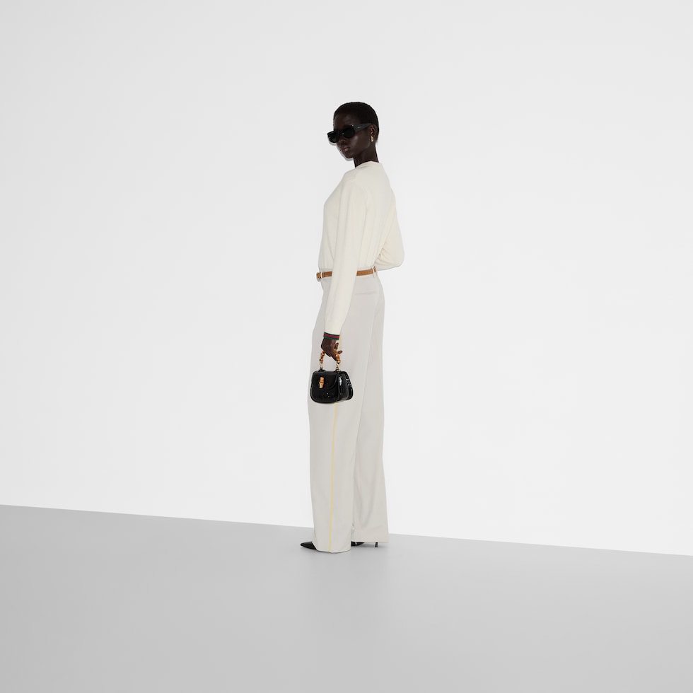 Embossed canvas wool pants in grey | GUCCI® US