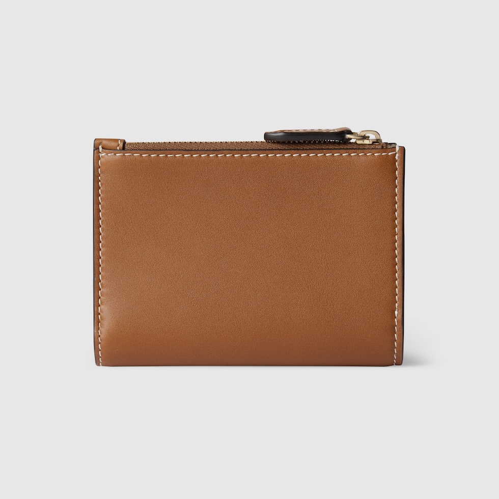 GG Emblem medium zip wallet in brown leather | GUCCI® US