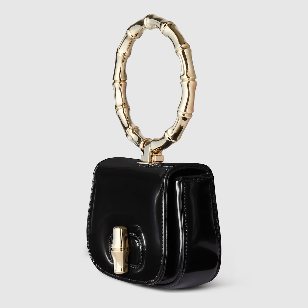 注目の新作♪【GUCCI】〔バンブー〕 ナイト スモールポーチ Gucci Bamboo Night small bag in black leather | GUCCI® US